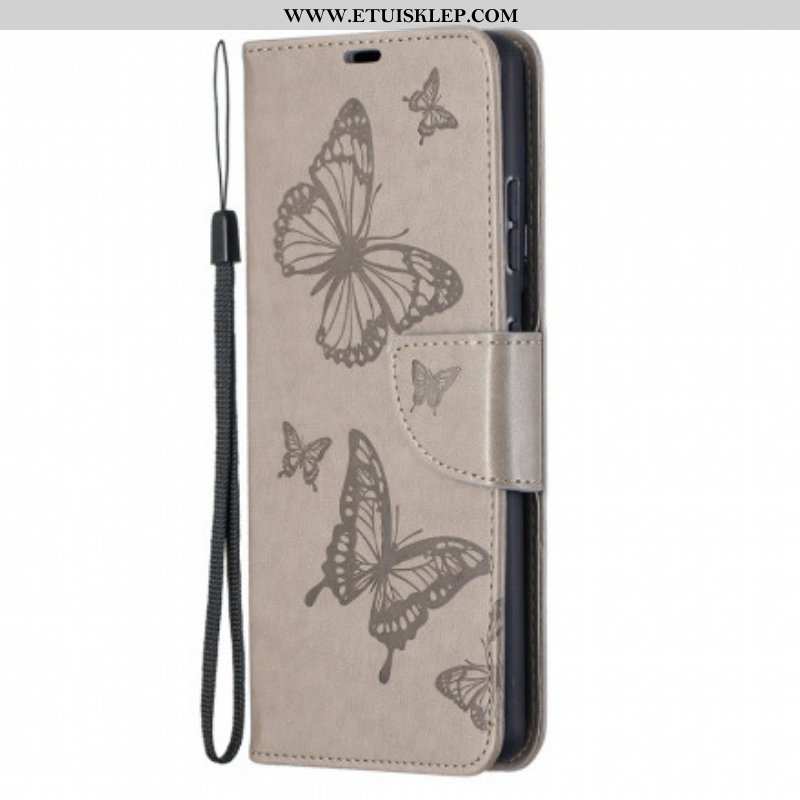 Etui Folio do Samsung Galaxy S21 Ultra 5G Motyle W Locie Z Smyczą